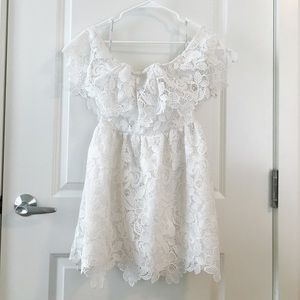 Lovers+Friends white Lace off shoulder dress